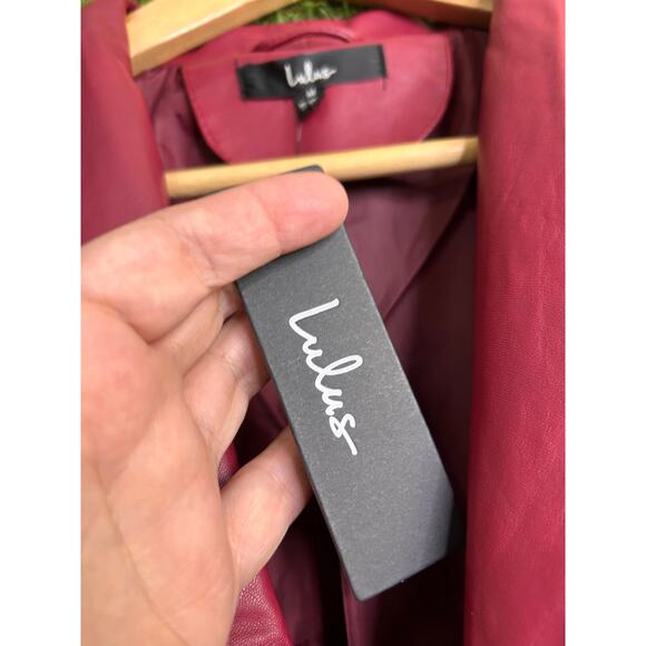 NWT Lulus Up on a Tuesday Vegan Leather Jacket Burgundy Moto Size M Medium - Picture 6 of 10